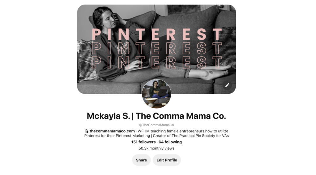 The Comma Mama Co. Pinterest account Pinterest FAQs: 15 Common Questions + Their Answers - Mckayla S. Pinterest and Blog SEO Strategist 