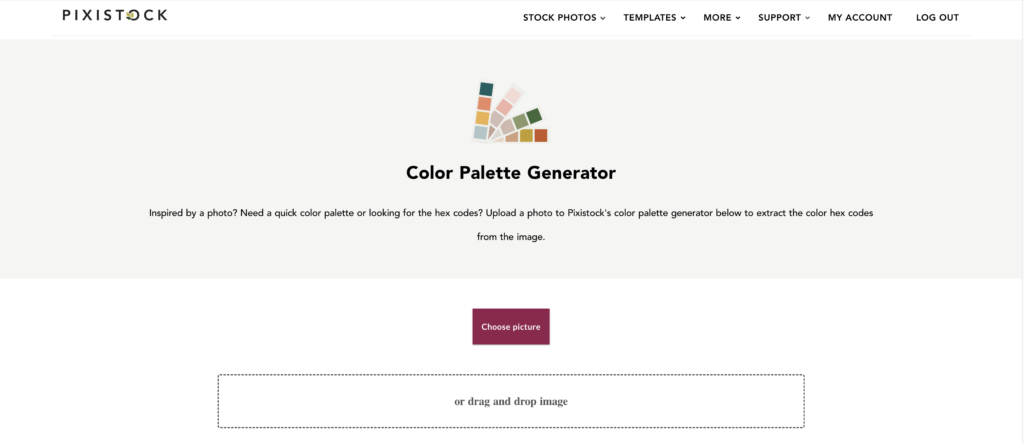 Screenshot of the Pixistock Color palette generator.