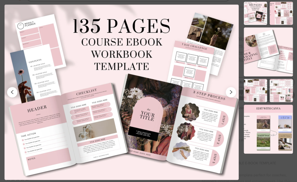 135-page pink themed eBook and workbook template by hellosummerdesignco. for coaches, bloggers, and businesses
