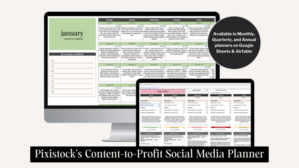 Pixistock's Content-to-Profit Planner for 2024-25 | The Comma Mama Co.
