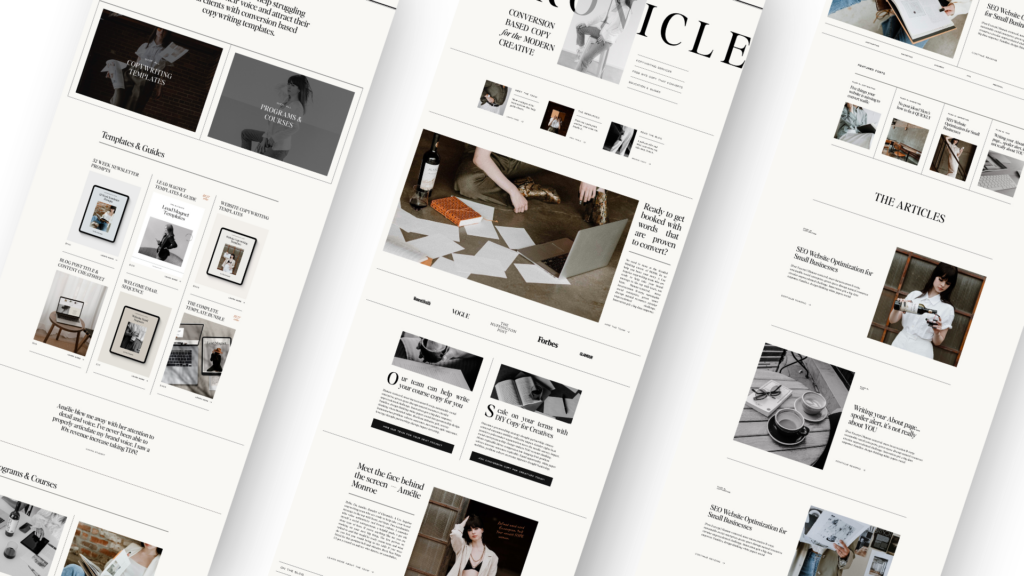 Chronicle Editorial Showit Website Template for Service Providers