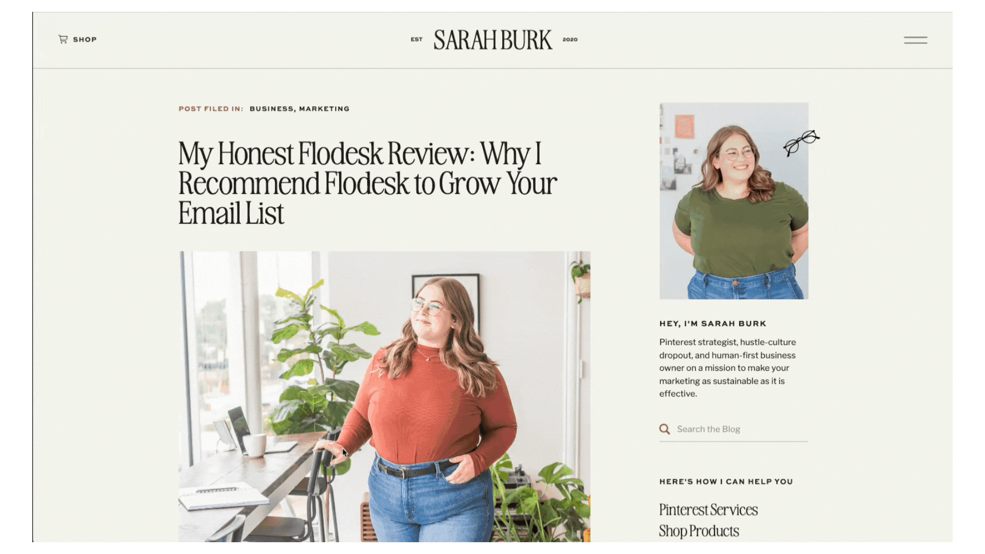 Sarah Burk's review of Flodesk blog post | The Comma Mama Co.