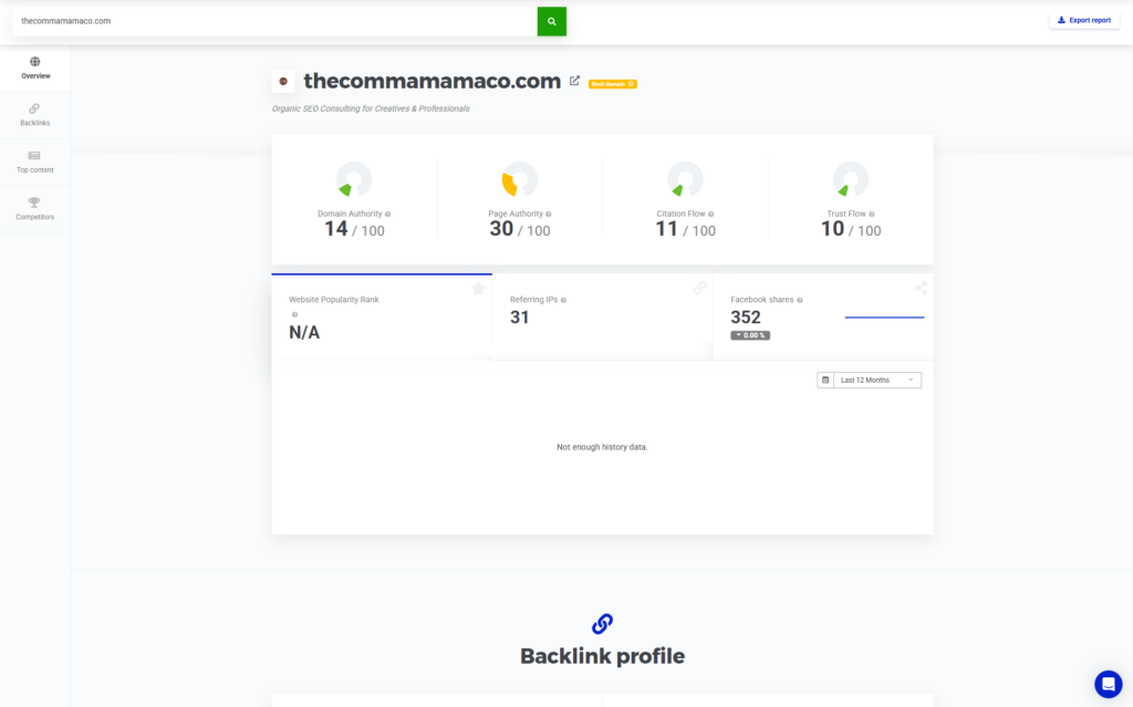 siteprofiler mangools seo tool tracking seo and website performance